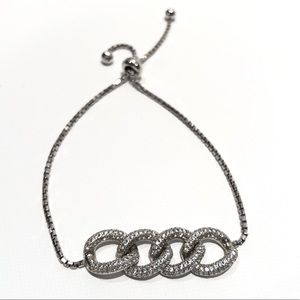 Sterling silver pave link bracelet